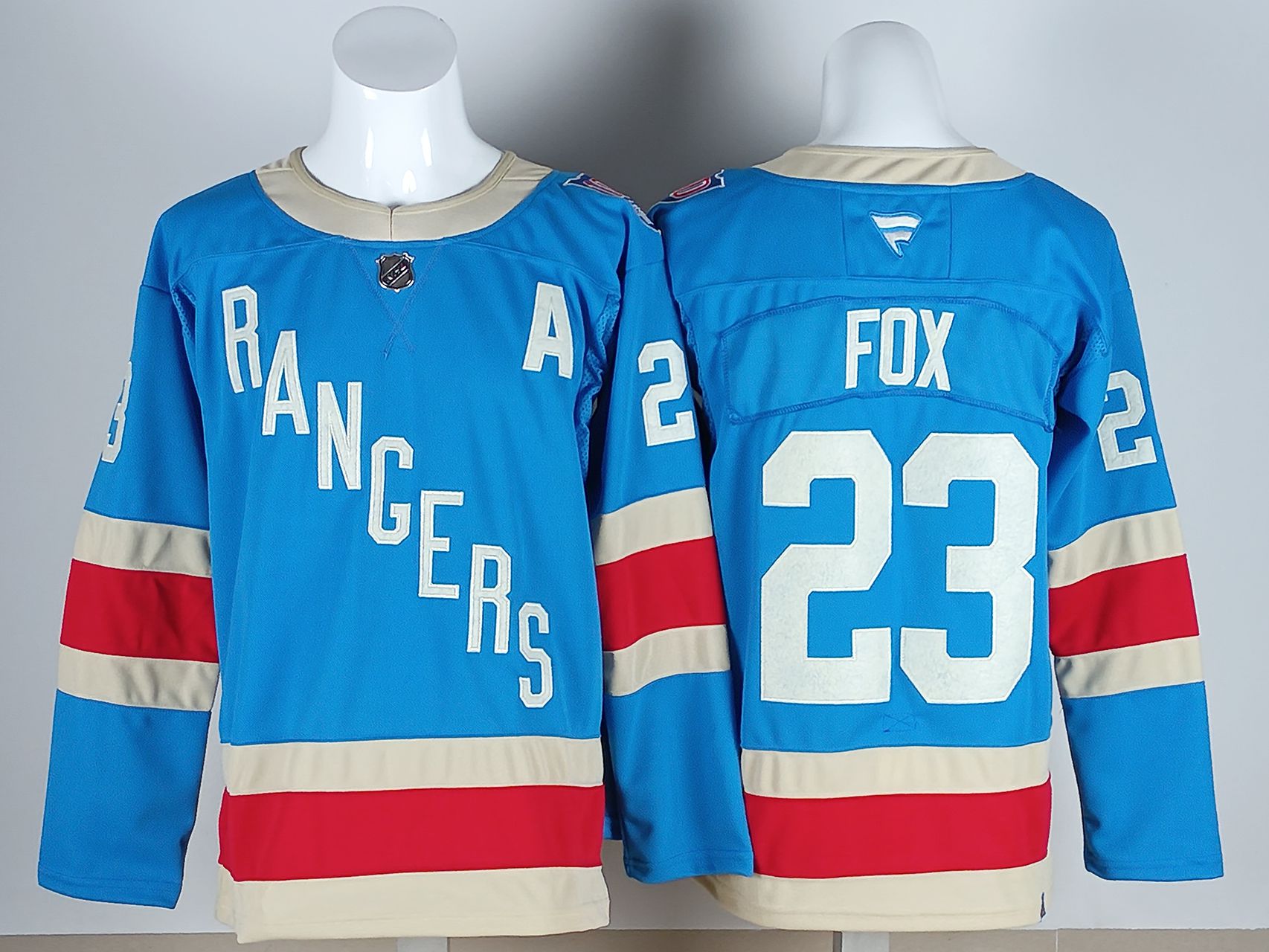 Men 2026 New York Rangers #23 Fox Light Blue 100th NHL Jersey style 01->new york rangers->NHL Jersey